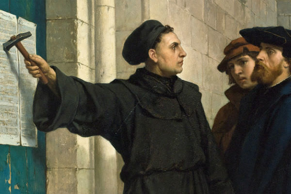 Luther posting his 95 theses in 1517